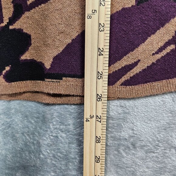 Soft Surroundings Sweater Womens XS Brown Purple Abstract Floral Artsy Tunic - Picture 7 of 7